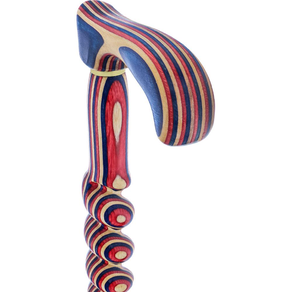 USA-Made Patriotic Twisted Spiral Cane: Red, White & Blue