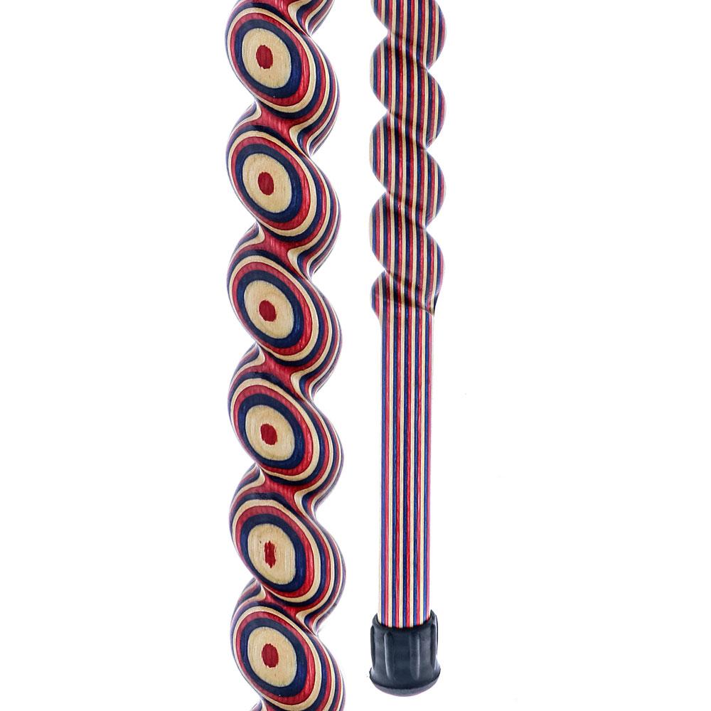 USA-Made Patriotic Twisted Spiral Cane: Red, White & Blue