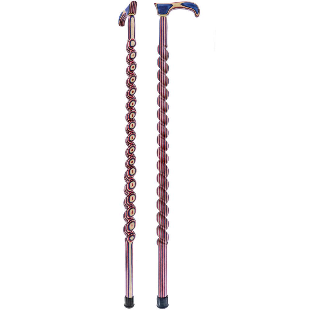 USA-Made Patriotic Twisted Spiral Cane: Red, White & Blue