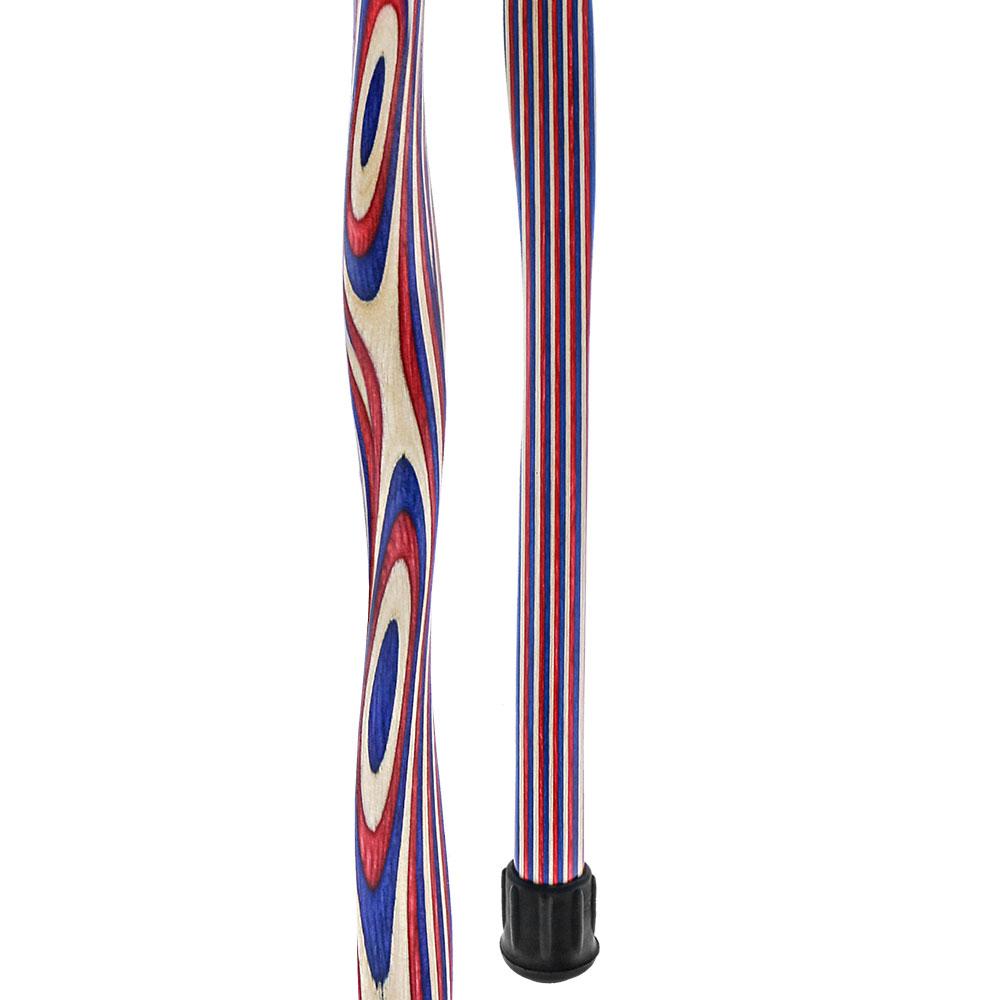 USA-Made Patriotic Twist Cane: Red, White & Blue Laminate