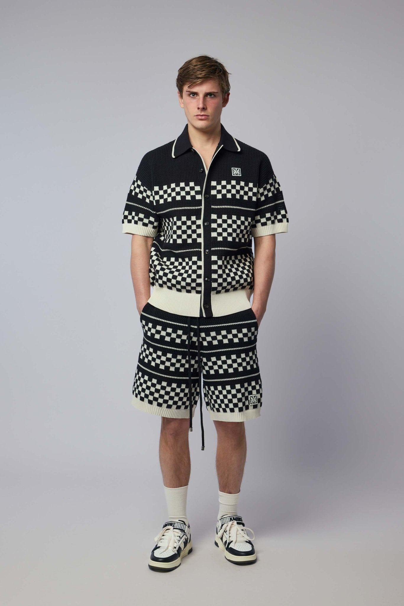 Checkered Mesh Short
