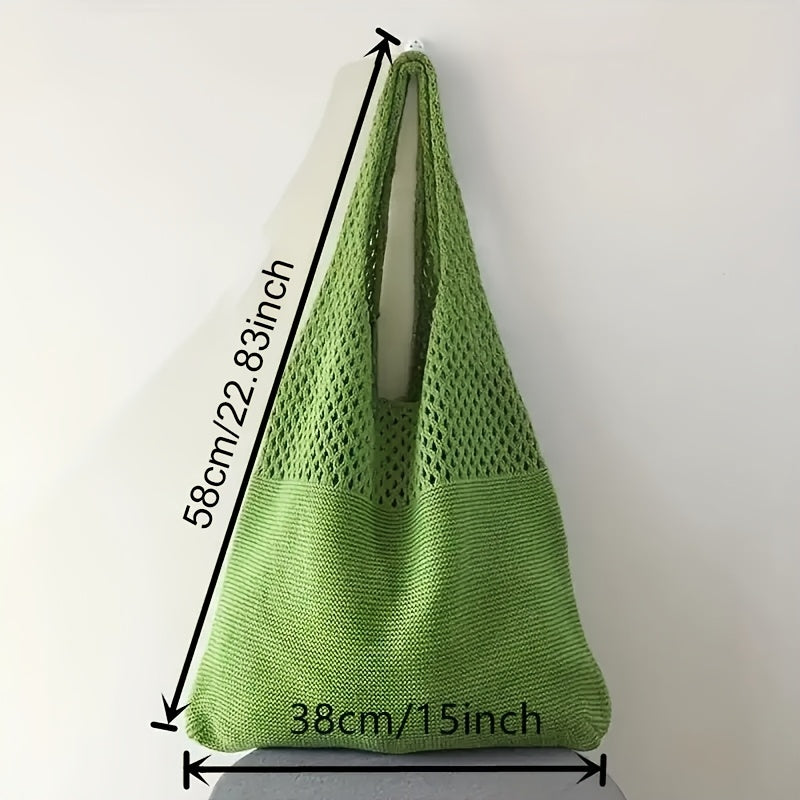 Crochet Knit Mesh Tote Shoulder Bag, 22.8 Inch