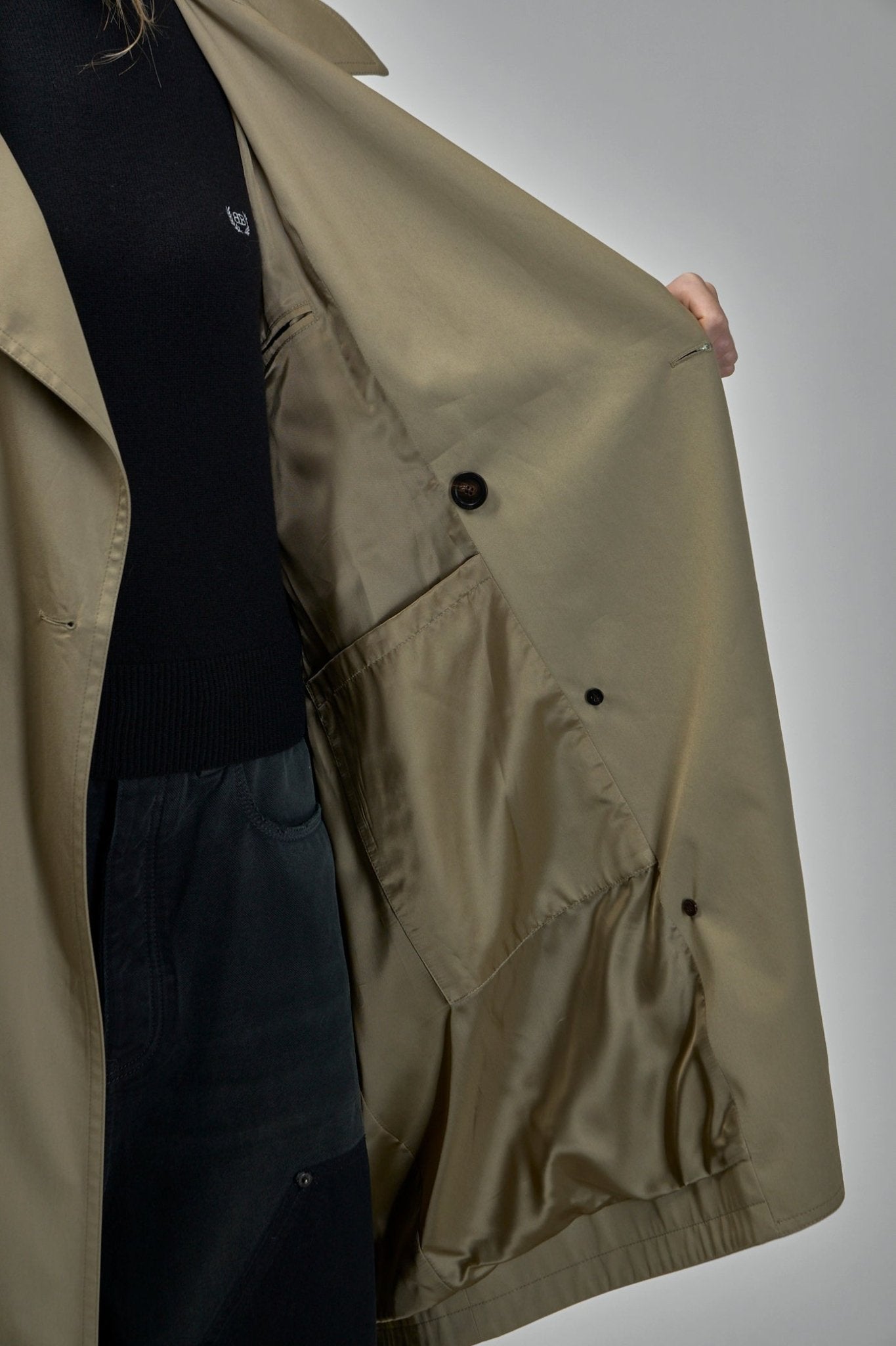 Draped Neck Trench Coat