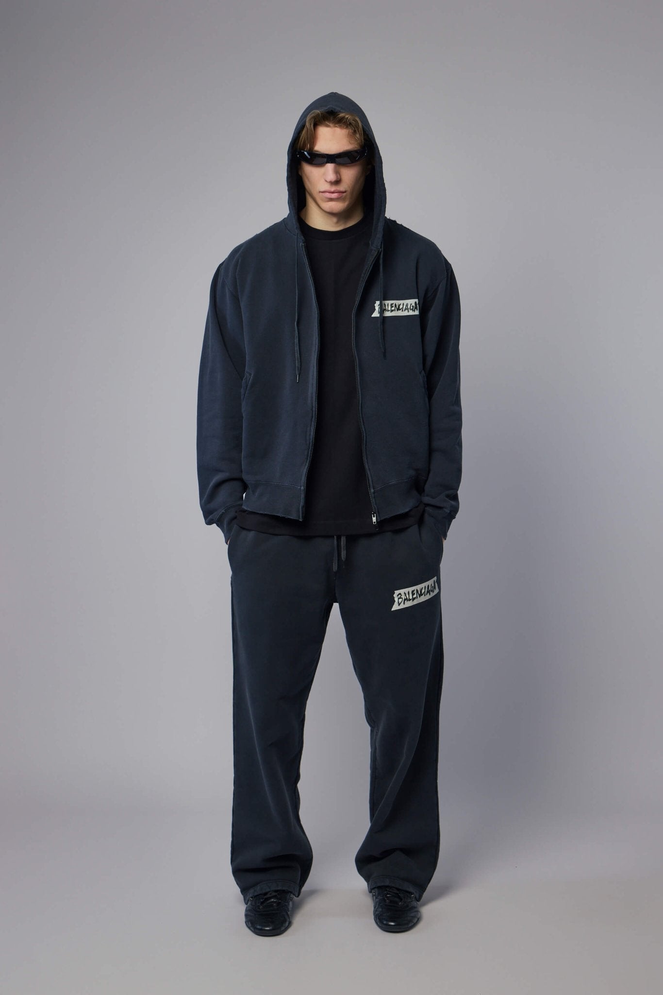 Masking Tape Oversized Zip-up Hoodie