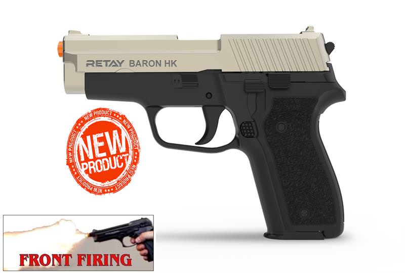 Retay 9MM Baron Two-Tone Satin Finish Front Firing Model Blank Gun - TOPHATTER'S ARMORY DEALS
