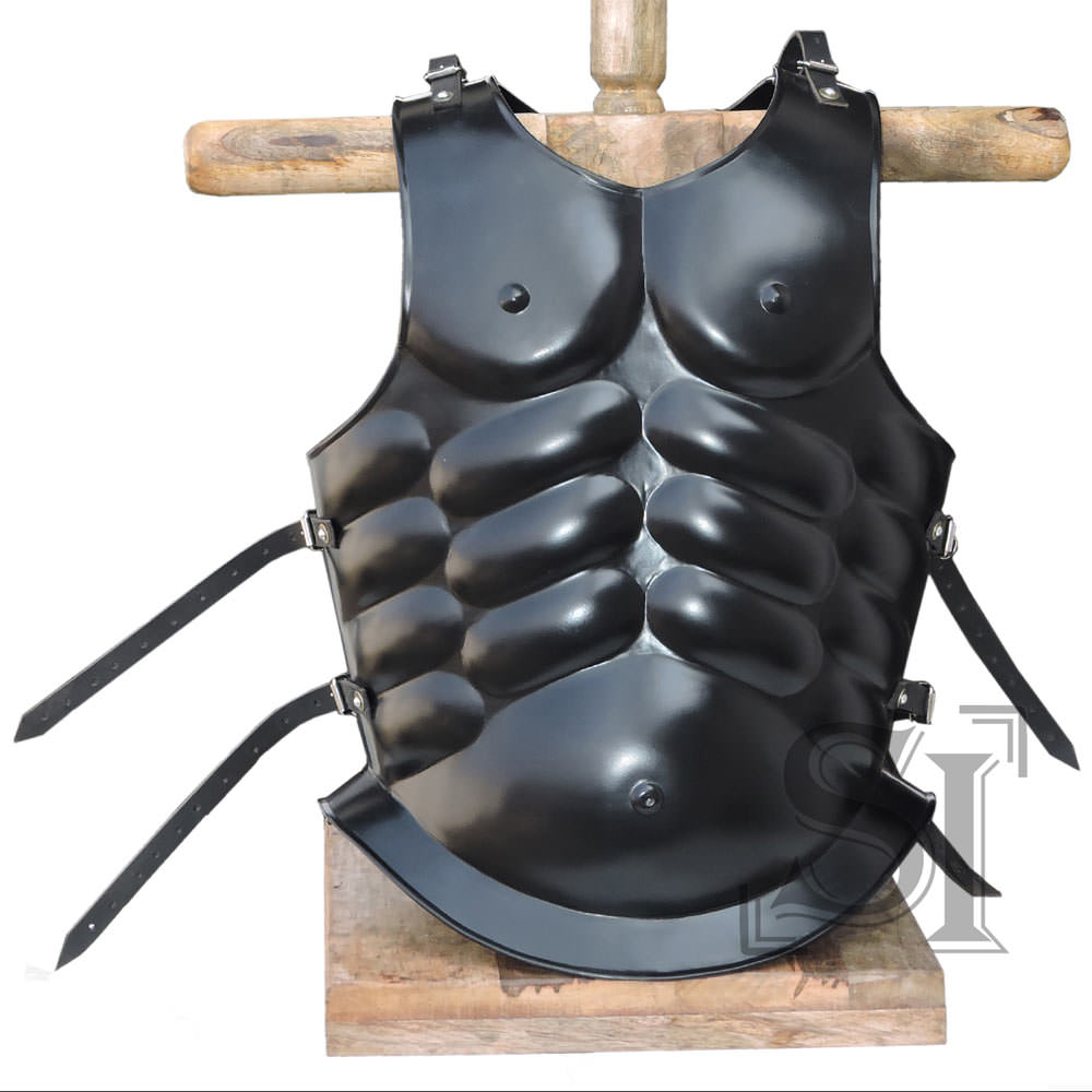 Medieval Roman Greek Muscle Body Armor Black - TOPHATTER'S ARMORY DEALS