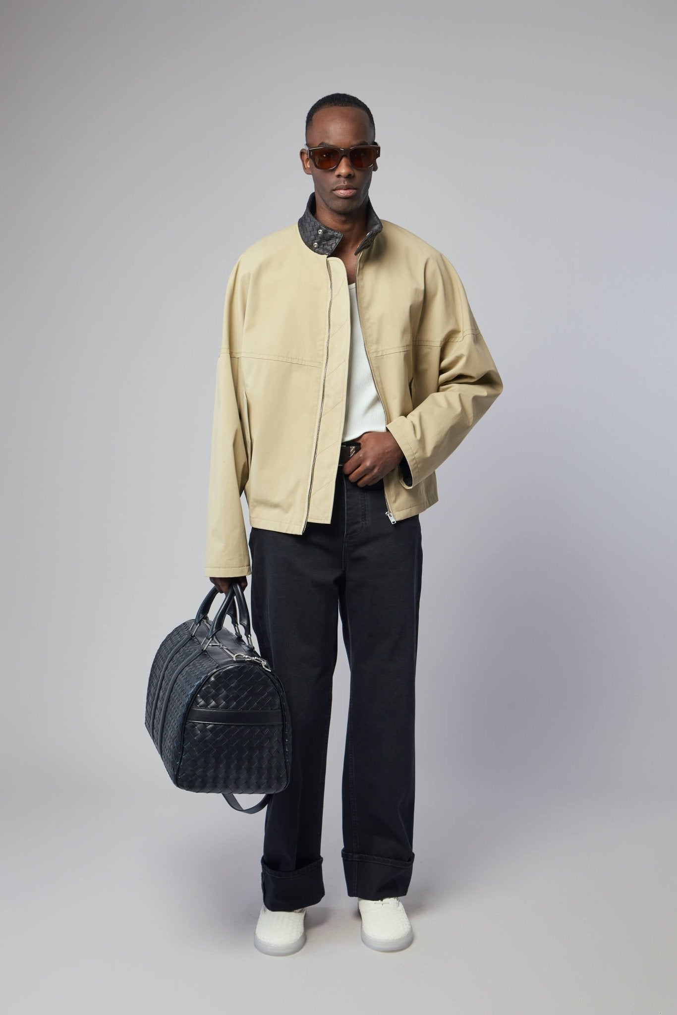 Faded Black Turned-up Jeans