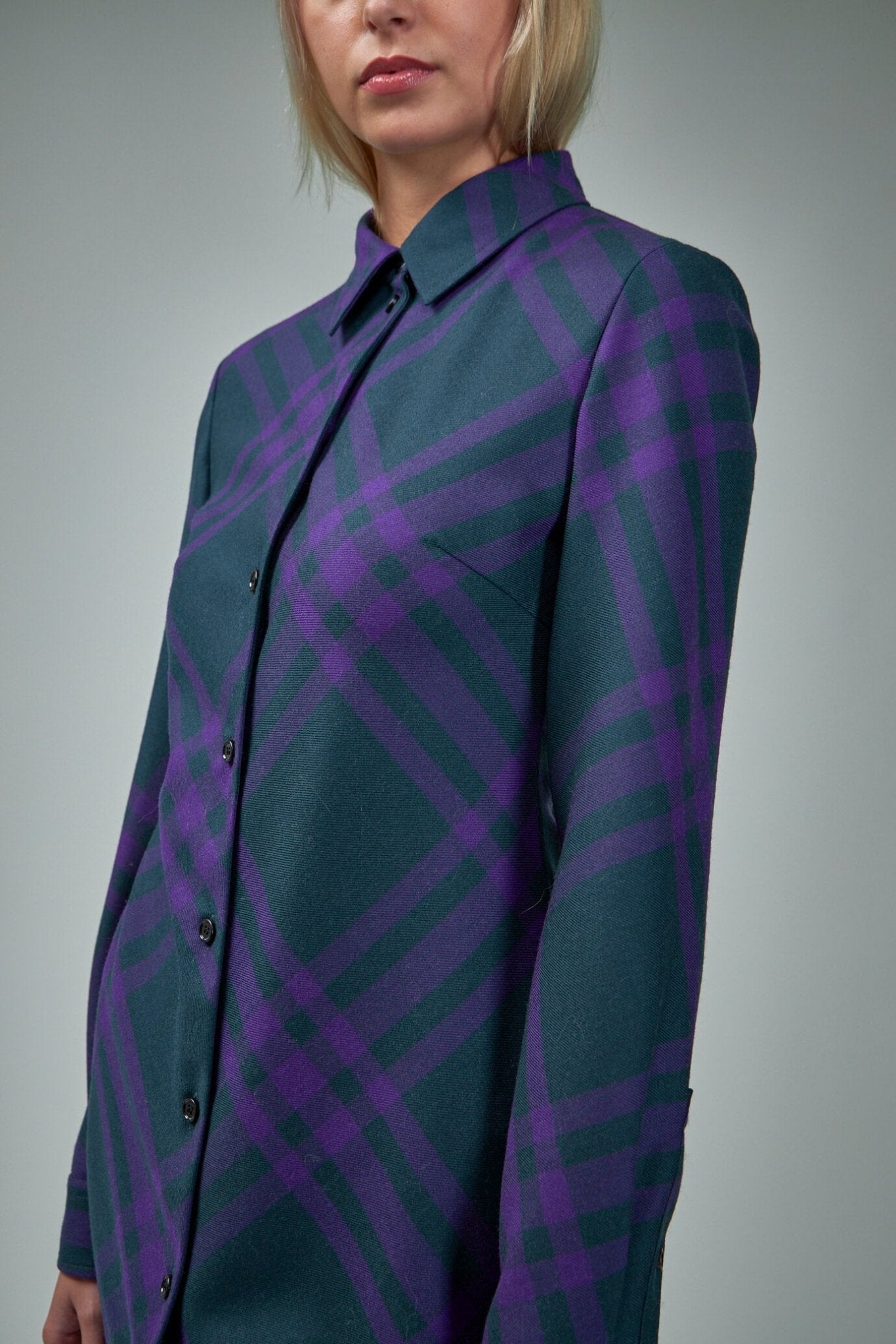 Check Wool Shirt Dress