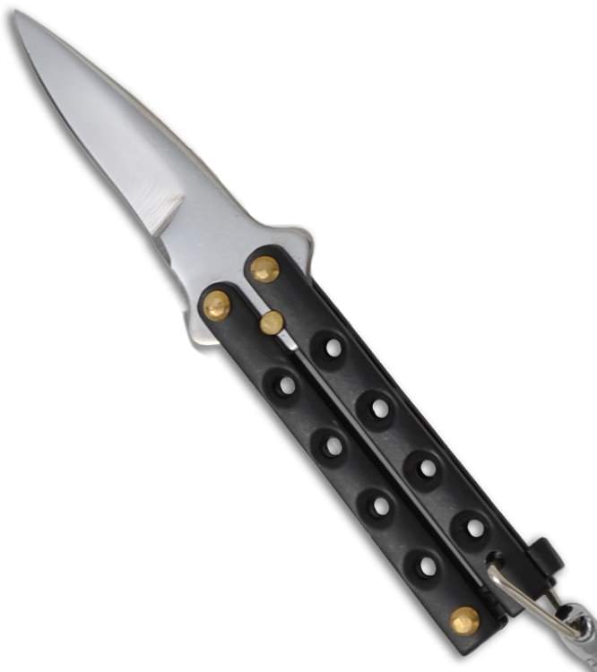 3.5" Key Chain Black Mini Butterfly Knife Set Of 12 - TOPHATTER'S ARMORY DEALS