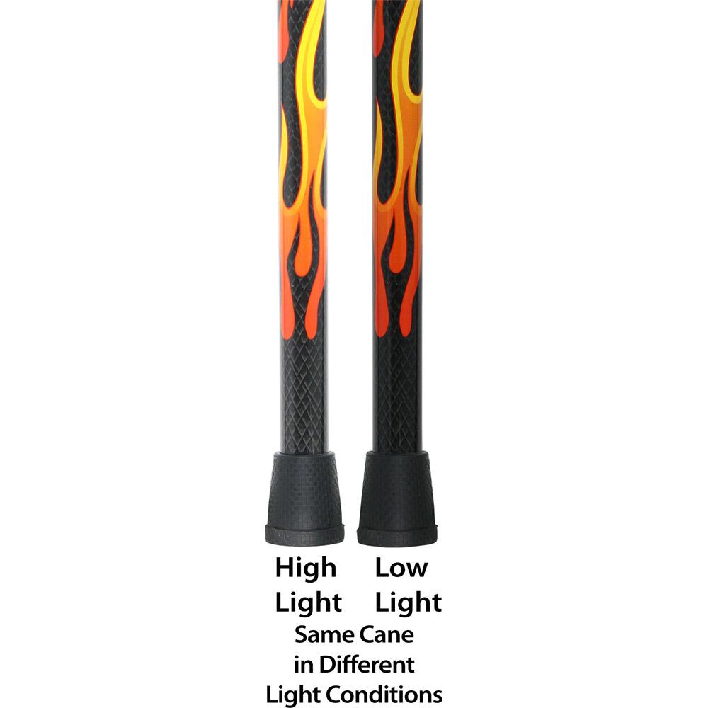 Dr. House Flame Folding Derby Cane: Foldable & Adjustable Carbon Fiber