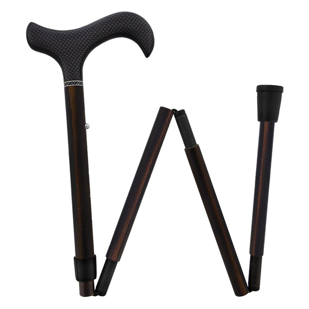Exotic Ebony Wrapped Folding Carbon Fiber Cane - Foldable, Adjustable