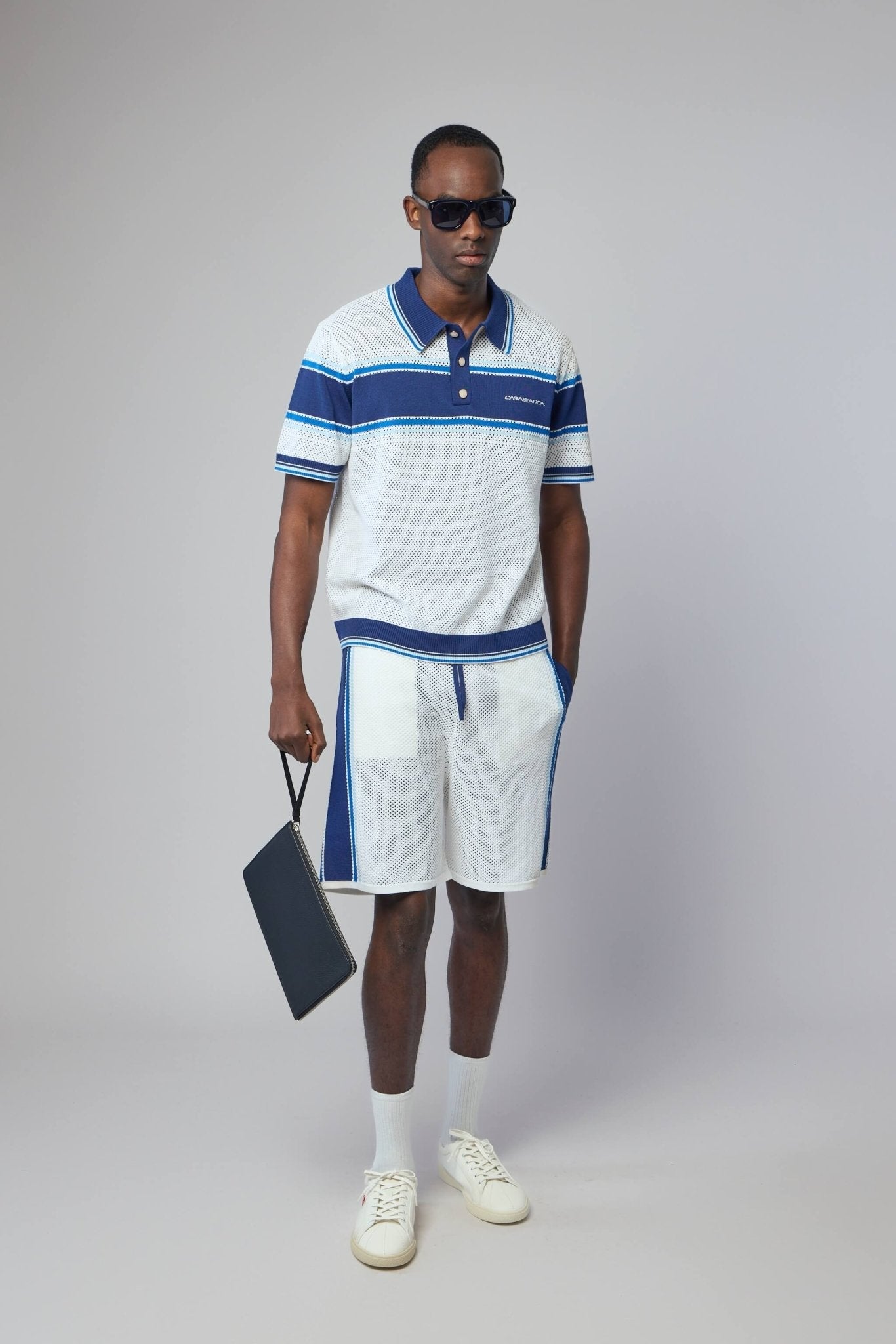 Striped Mesh Track Shorts