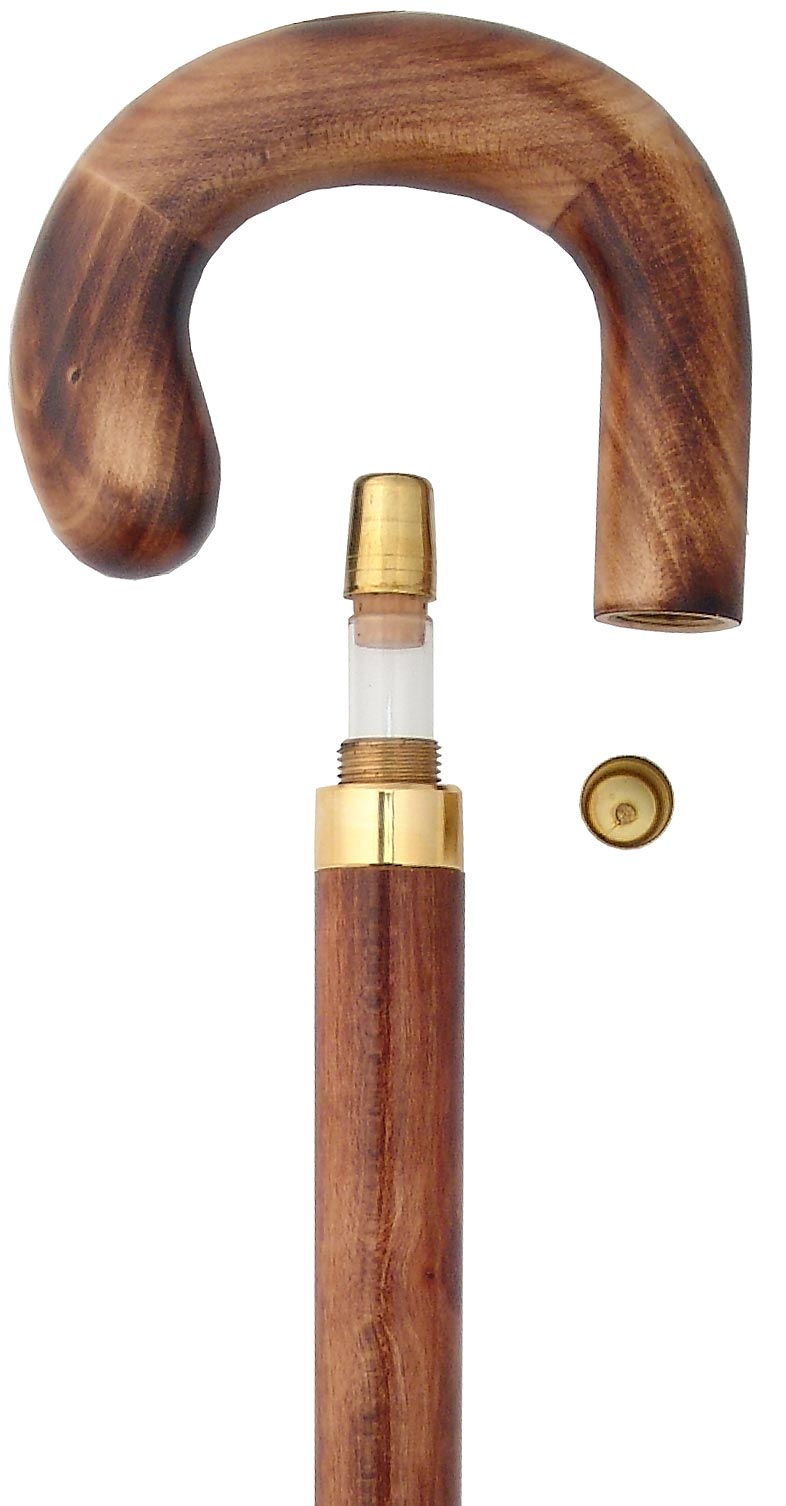 Beechwood Brandy/Smuggler Tourist Walking Cane with Beechwood Shaft and Brass Collar