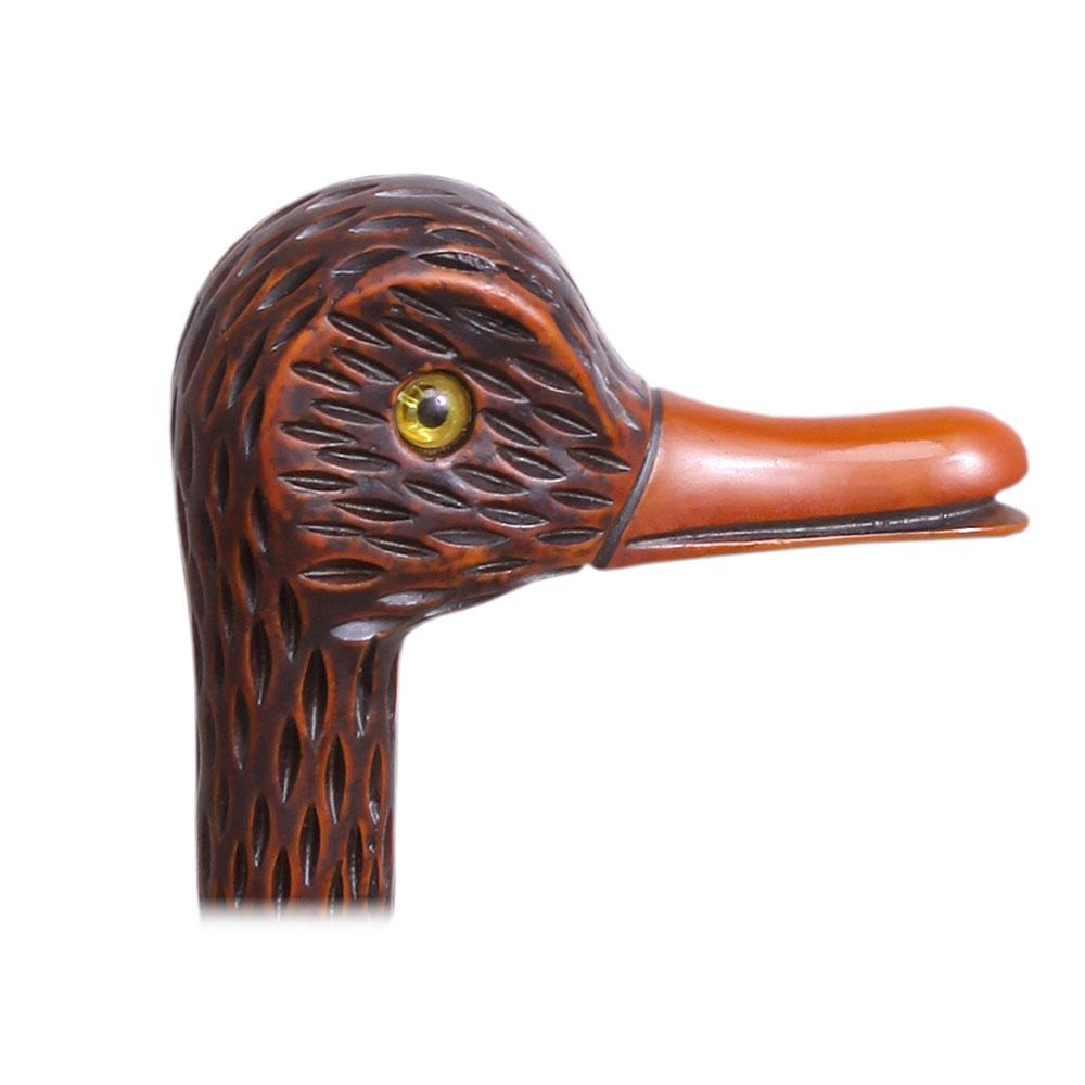 Feathered Duck Imitation Wood Handle Cane Italian Handle w/ Custom Shaft & Collar