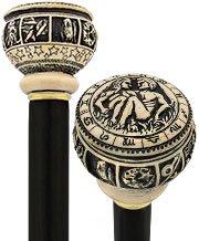 Comoys Gemini Astrological Walking Cane with Custom Handle and Shaft Options