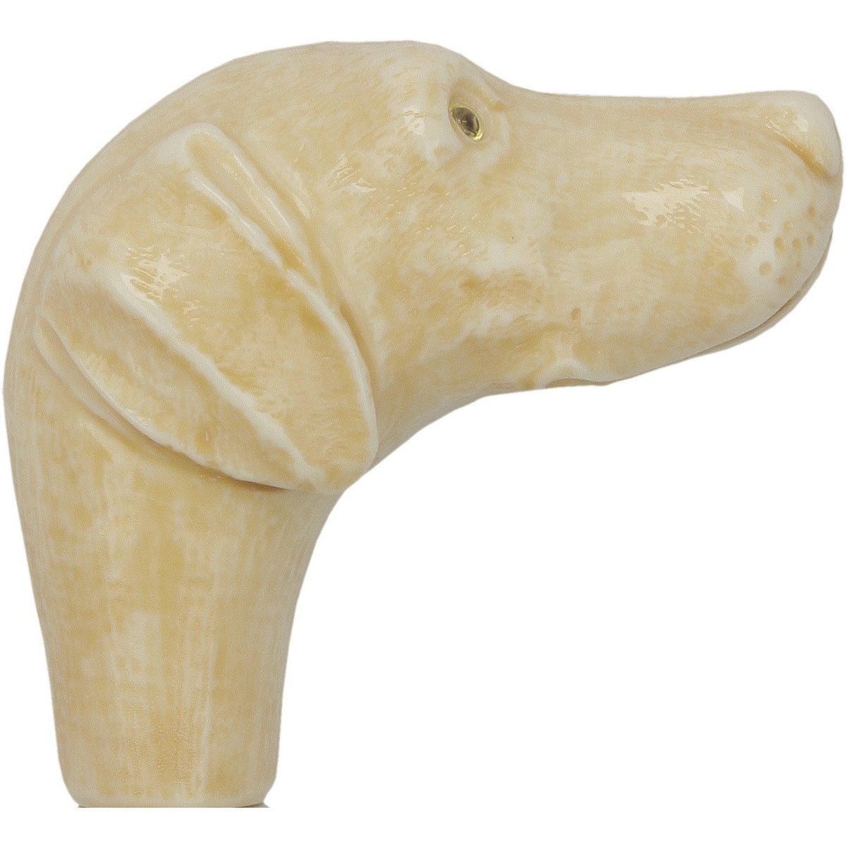 Faux Ivory White Labrador Handle Cane - Italian Handle w/Custom Shaft and Collar