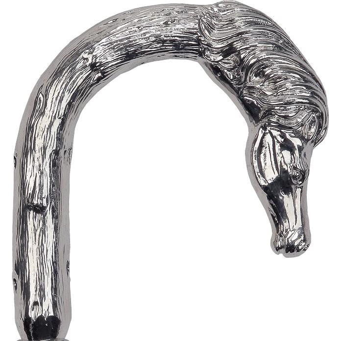 Elegant Nickel Plated Horse Tourist Style Walking Cane- Italian Handle w/custom shaft and collar