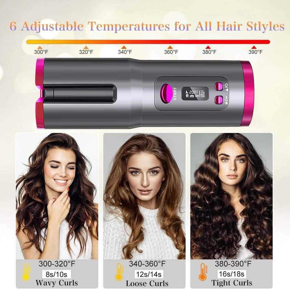 Cordless Automatic Portable Ceramic Barrel Hair Curler
