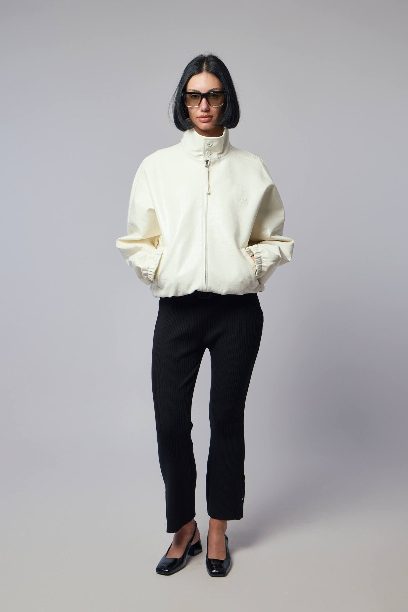 Vinyl Zipped Bomber Jacket