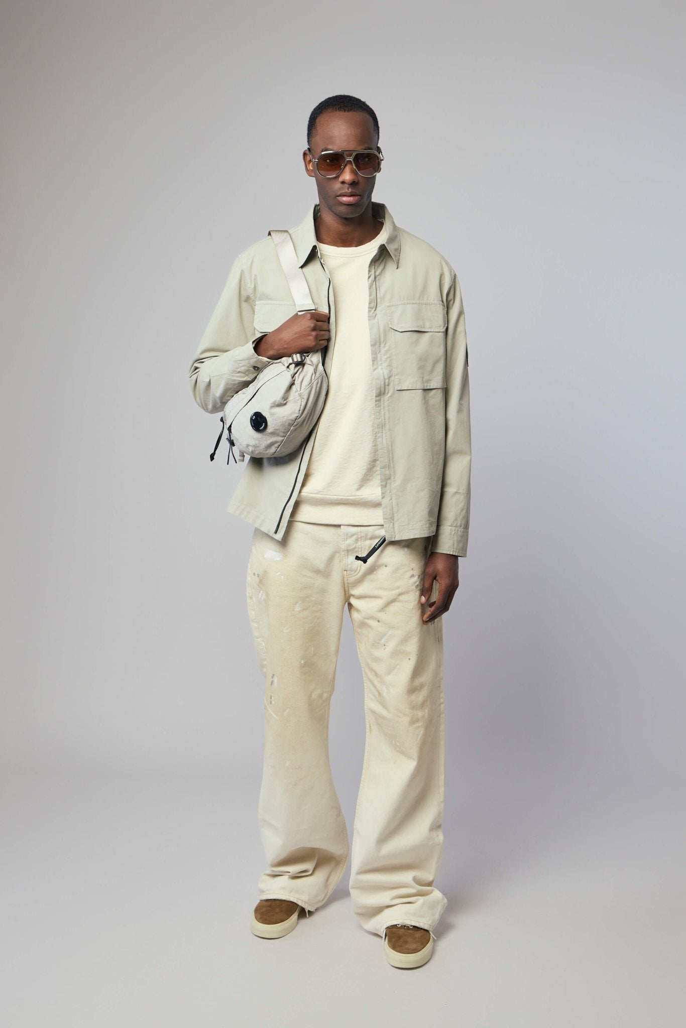 Organic Gabardine Hidden Zip Lens Overshirt