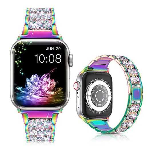 Diamond Rhinestone Stainless Steel Metal Wristband Strap