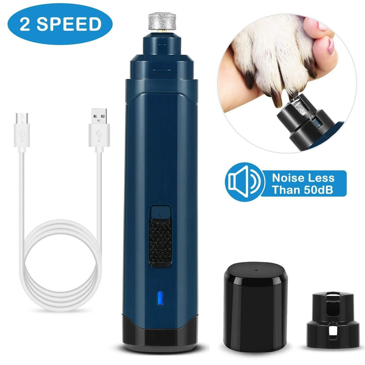 Dog Nail Grinder 2 Speeds Quiet USB Rechargeable
