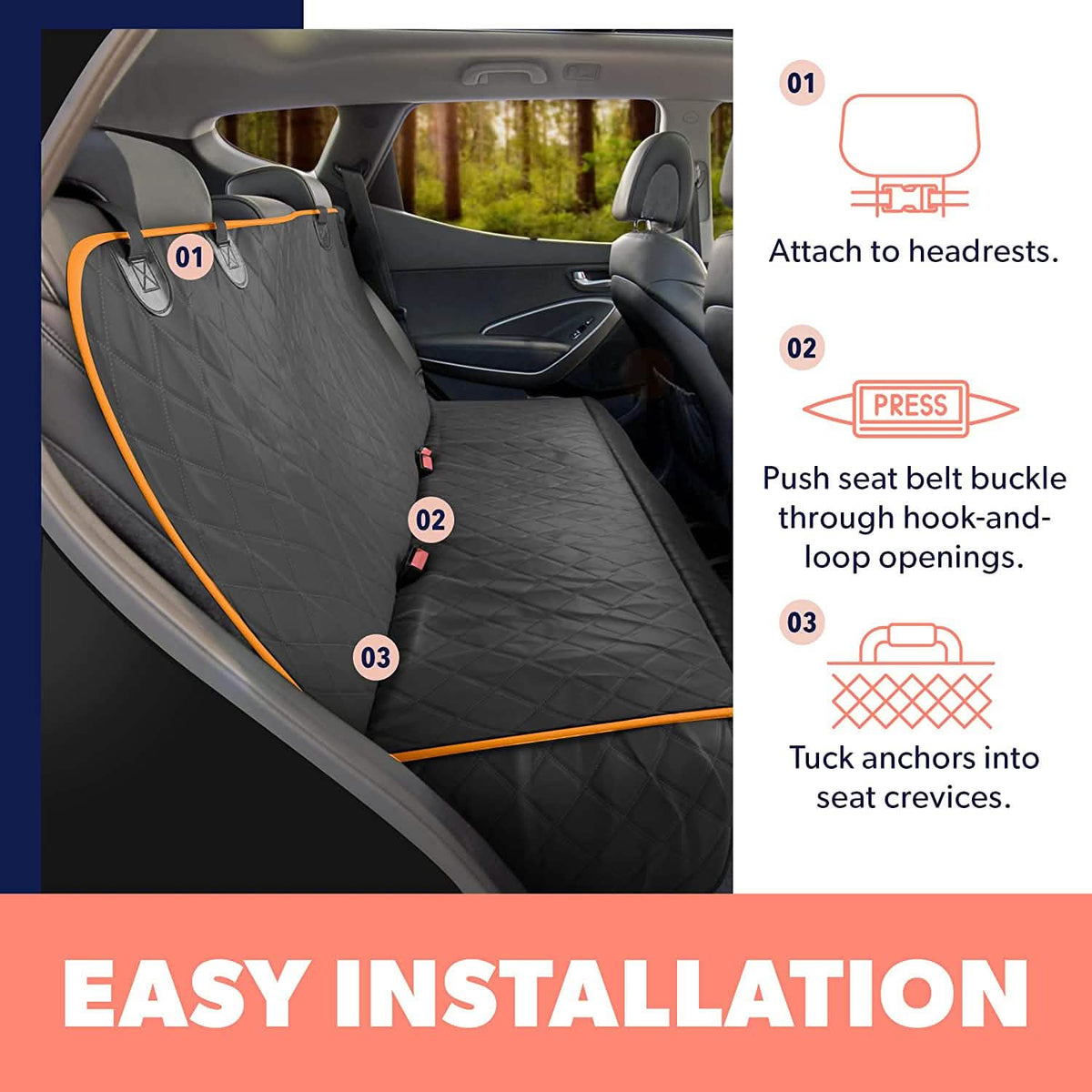 Dog Rear Seat Cover Protector Waterproof Anti-Scratch Anti-Slip Hammock