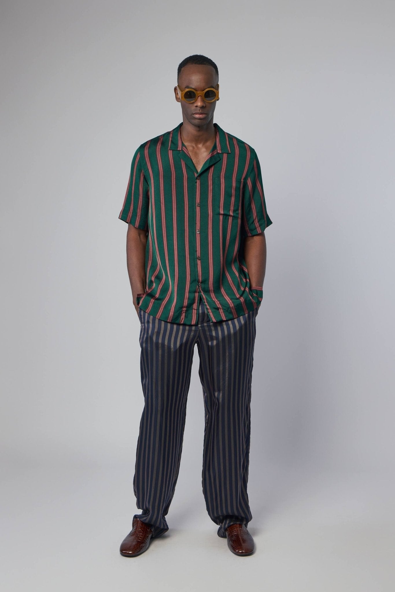 Fluid Striped Viscose Silk Shirt