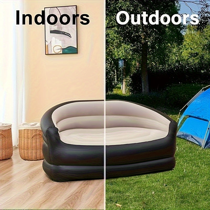 Double Inflatable Folding Sofa Plush Lounge Chair