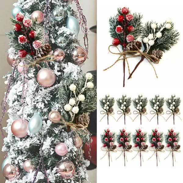 Fake Snow Frost Pine Branch Cone Berry Holly Christmas Tree Christmas Ornament