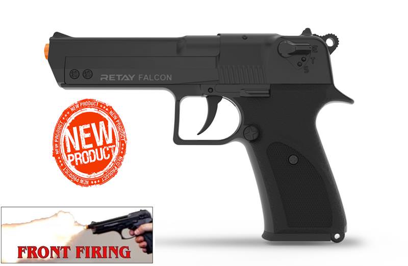 Retay 9MM Falcon Black Finish Full Auto Front Firing Model Blank Gun - TOPHATTER'S ARMORY DEALS
