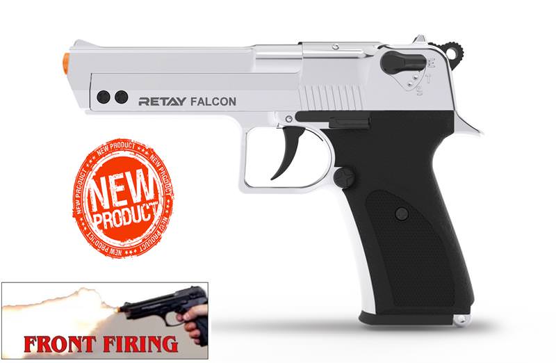Retay 9MM Falcon Nickel Finish Full Auto Front Firing Model Blank Gun - TOPHATTER'S ARMORY DEALS