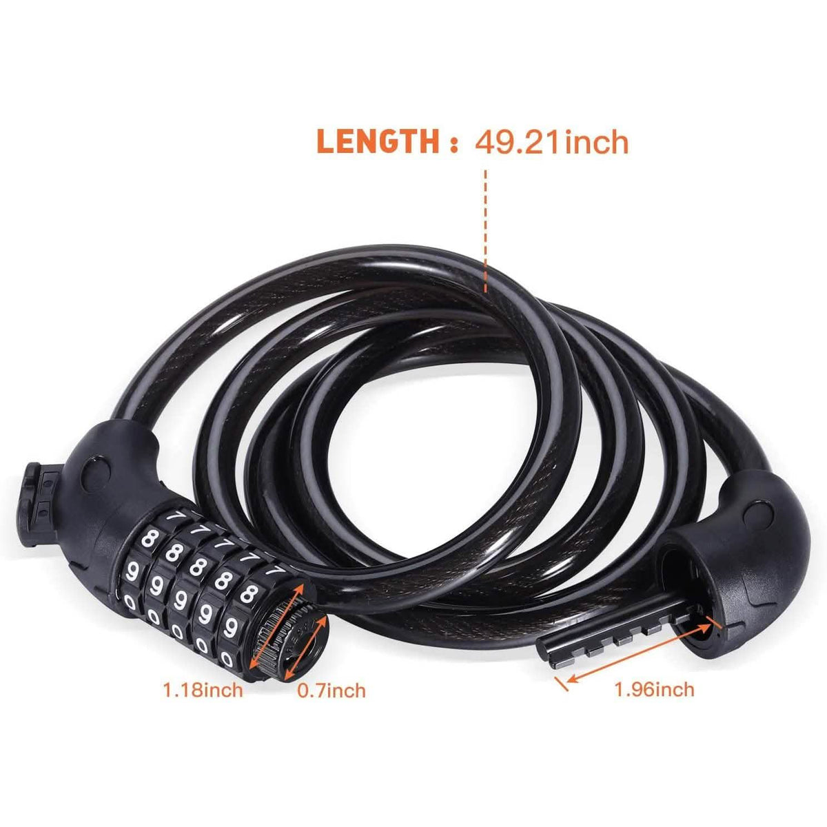 Famistar 4 Feet 5 Digit Resettable Combination Coiling Bike Chain Lock