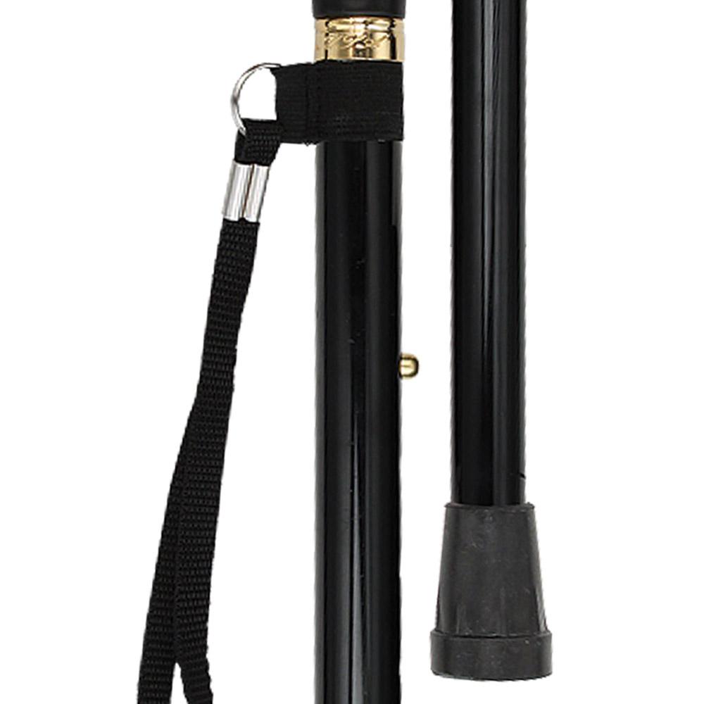 Fashionable Canes Black Adjustable Folding Derby Cane with SafeTbase