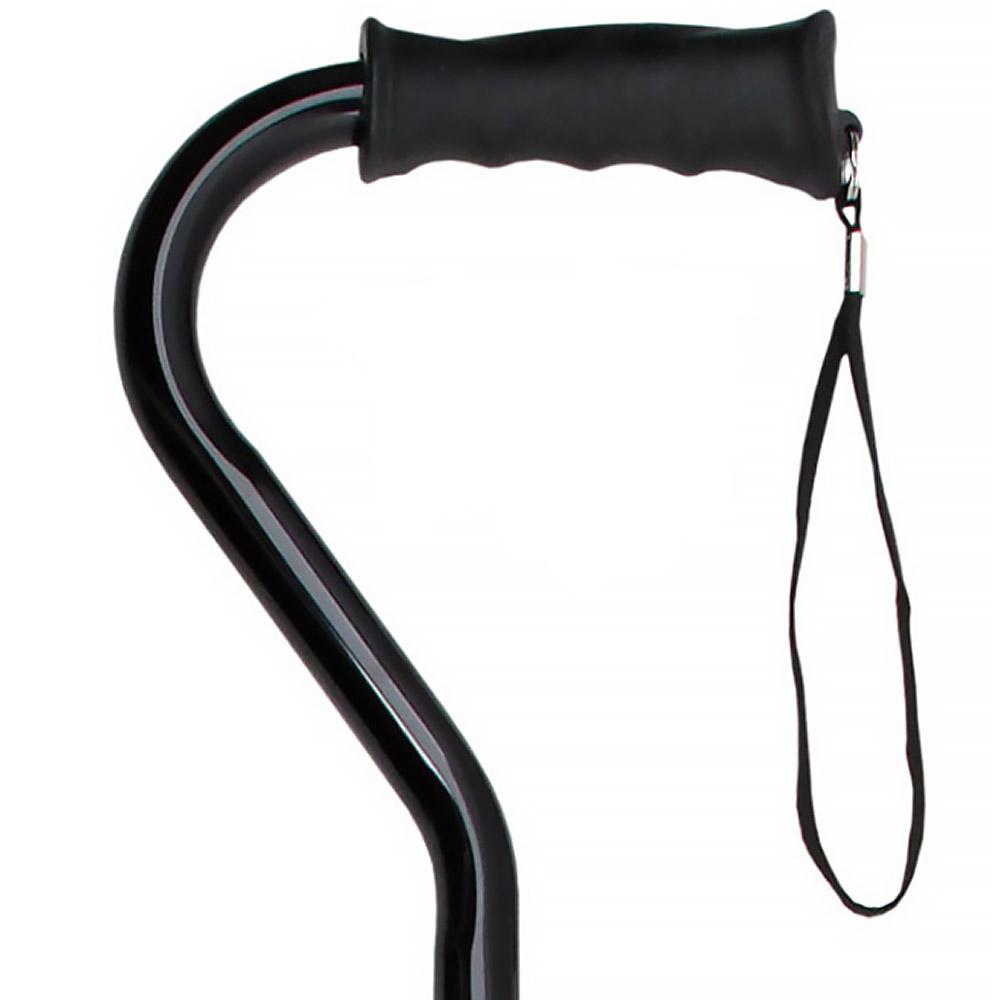 Black Aluminum Offset Cane - Adjustable w/ SafeTbase