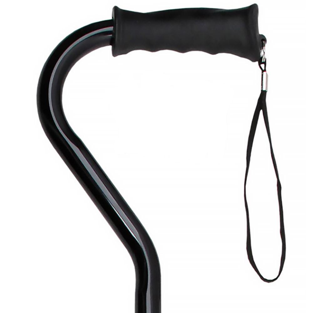Black Aluminum Offset Cane - Adjustable w/ SafeTbase