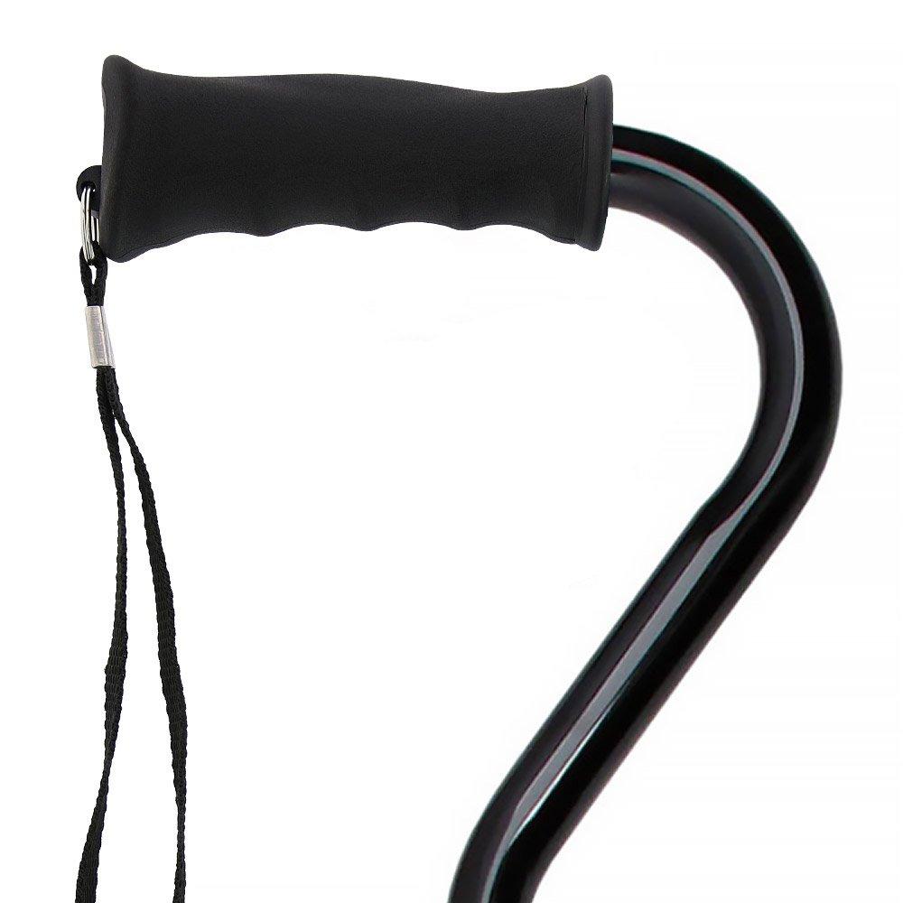 Black Aluminum Offset Cane - Adjustable w/ SafeTbase