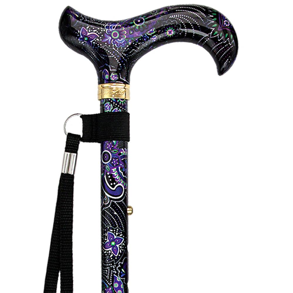 Purple Majesty Designer Folding Cane w/ SafeTbase- Adjustable
