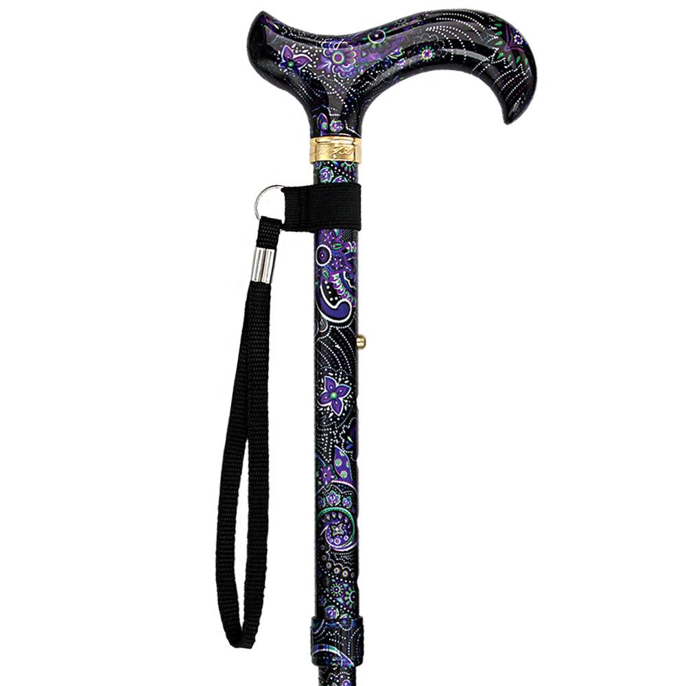 Purple Majesty Designer Folding Cane w/ SafeTbase- Adjustable