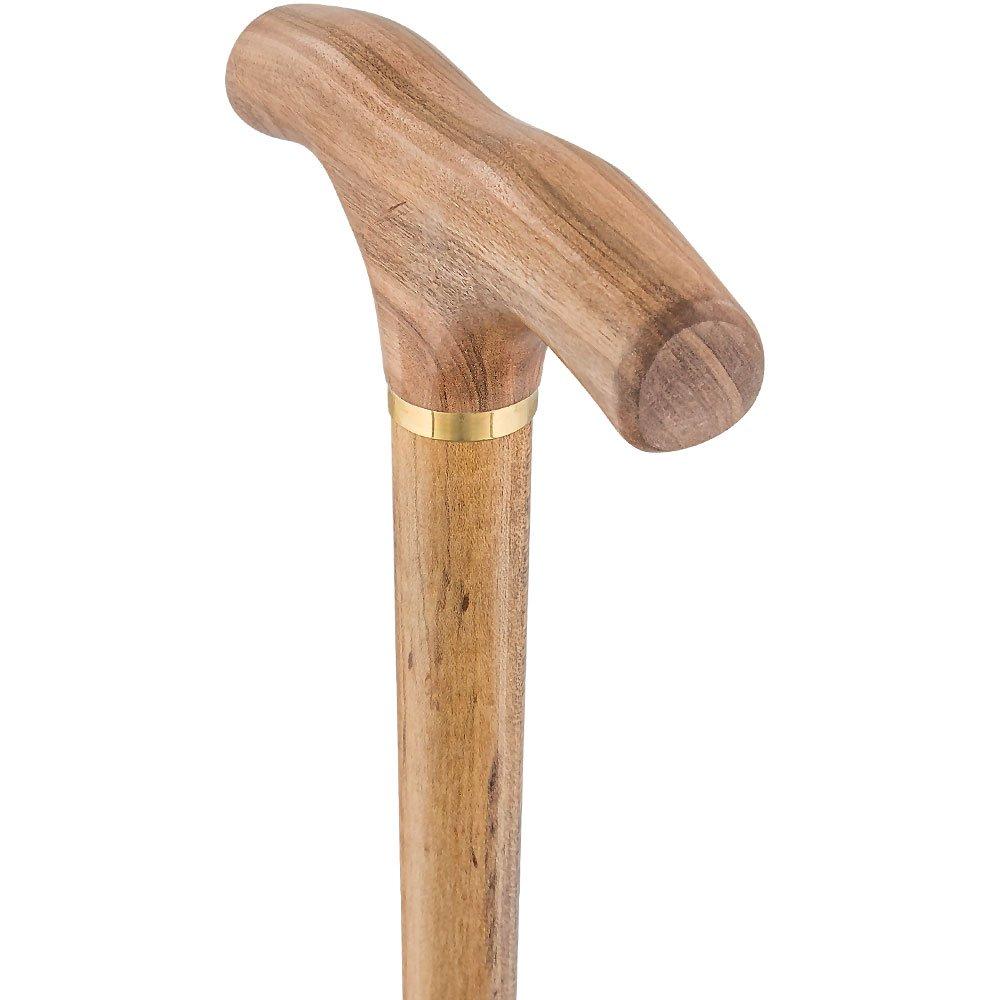 French Gadget Corkscrew Cane: Olivewood T-Handle & Maple Shaft