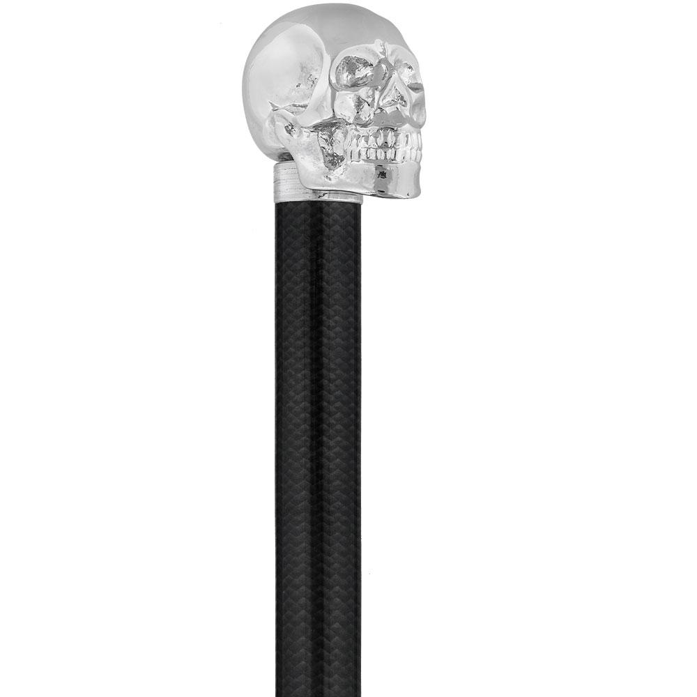 French Chrome Skull Handle Sword Stick: Carbon Fiber Shaft