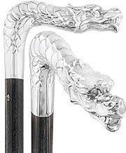 Dragon Cane Silver Plated Fritz Handle w/ Carbon Fiber Shaft