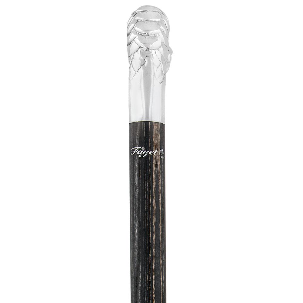 Dragon Cane Silver Plated Fritz Handle w/ Carbon Fiber Shaft