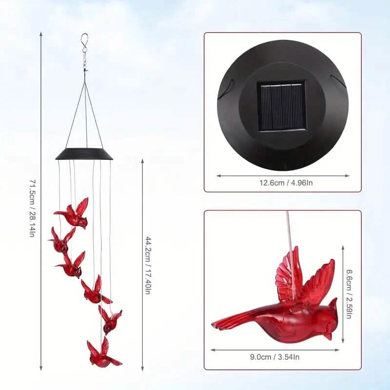 Flaming Bird Wind Chime Solar Lights