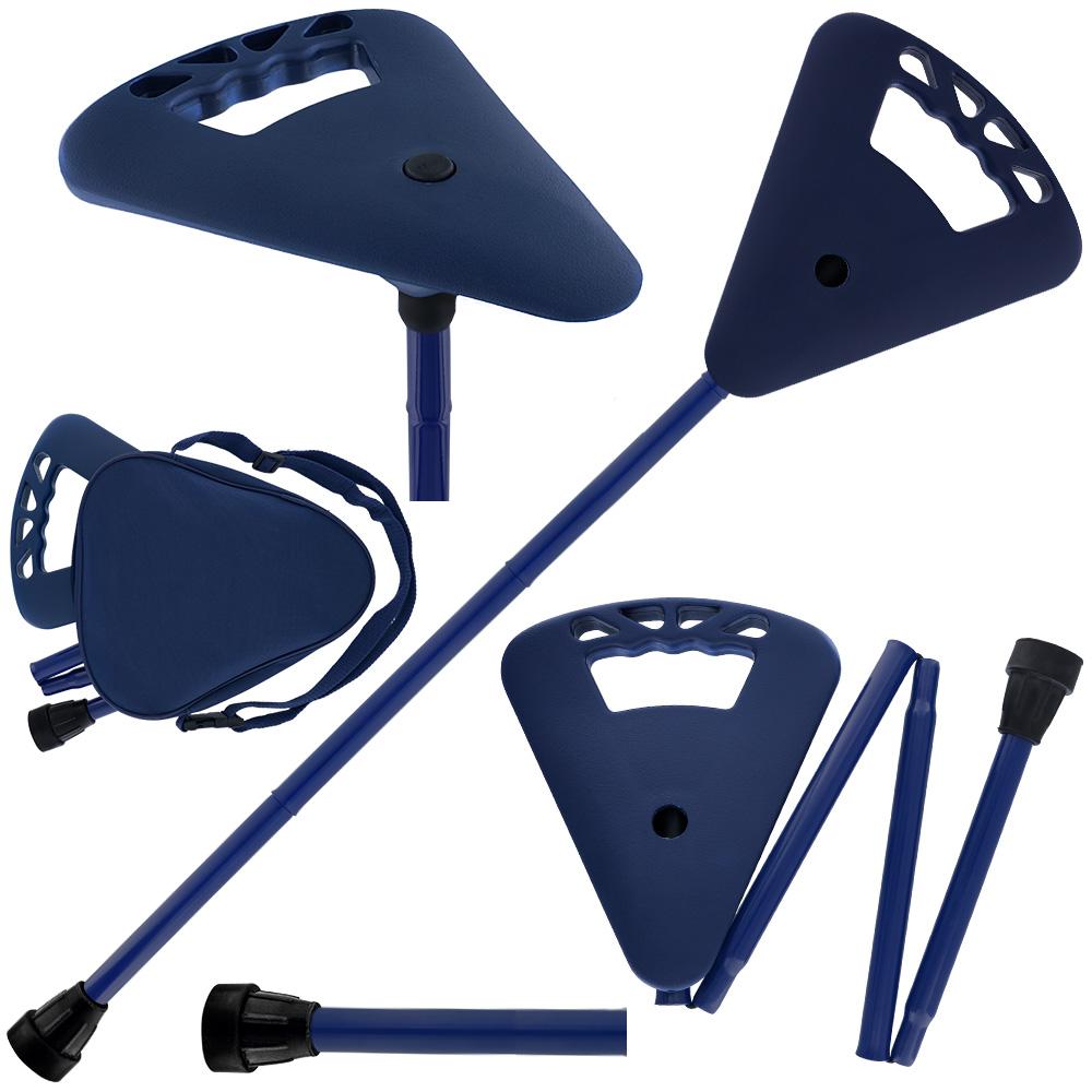 Flipstick Straight Folding Seat Cane Blue w/ Blue Bag - Non-Adjustable