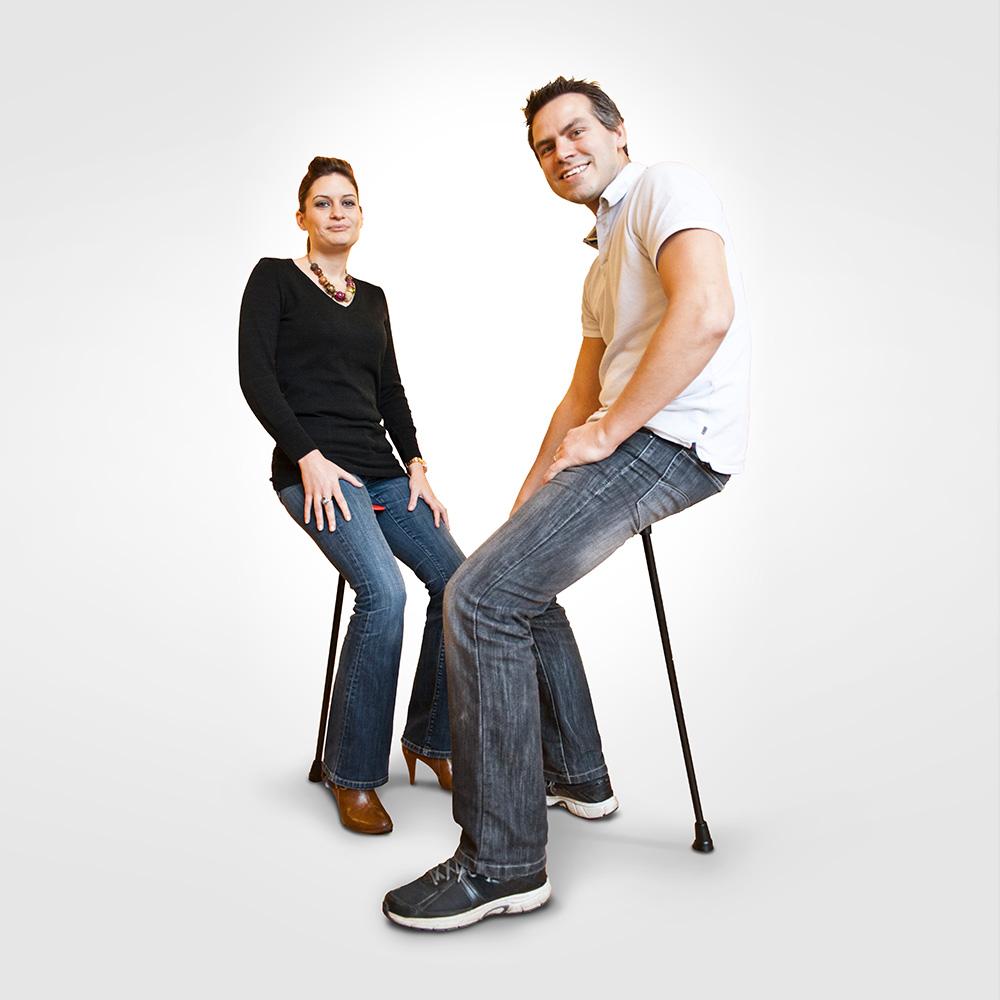 Flipstick Straight Non-Adjustable Seat Cane - Blue