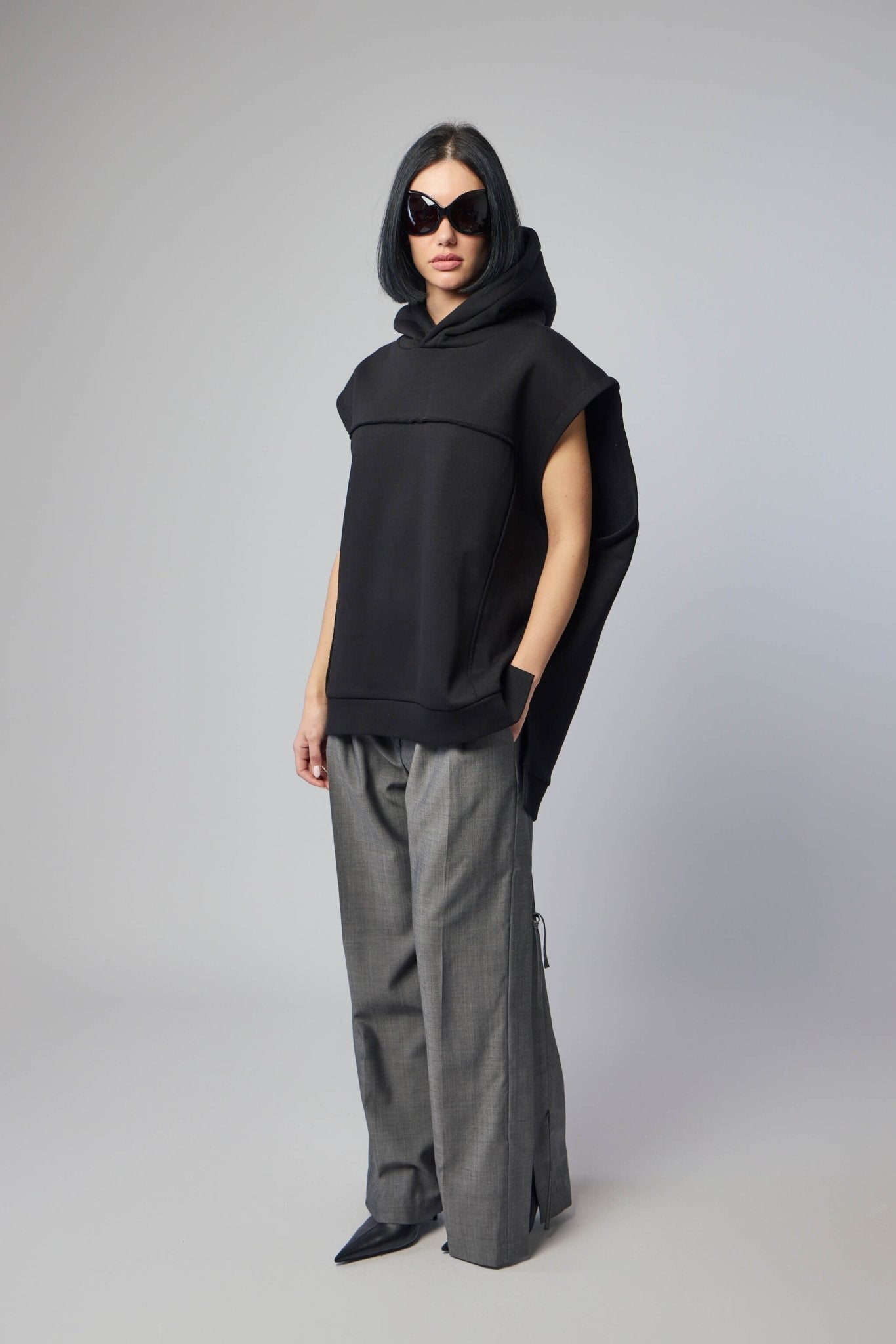 Hood Big Sleeveless Jumper Top