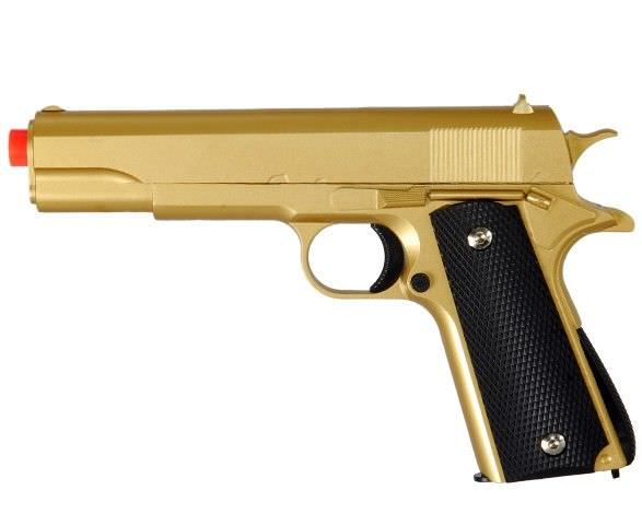 M1911 Replica Full Metal Two Tone Gold & Black Airsoft Spring Pistol 6MM BB Gun - TOPHATTER'S ARMORY DEALS