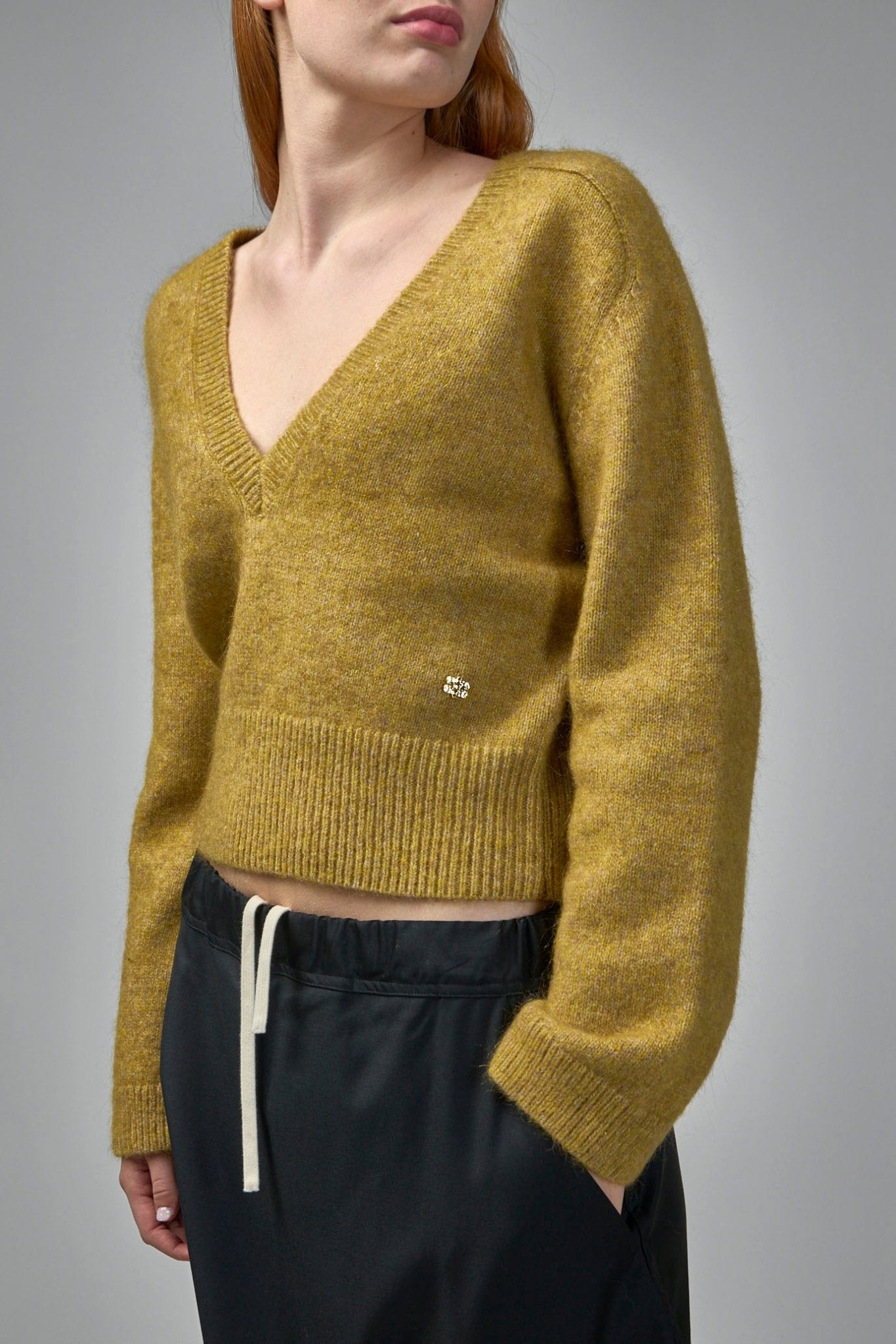Brushed Mohair Mix Deep V-neck