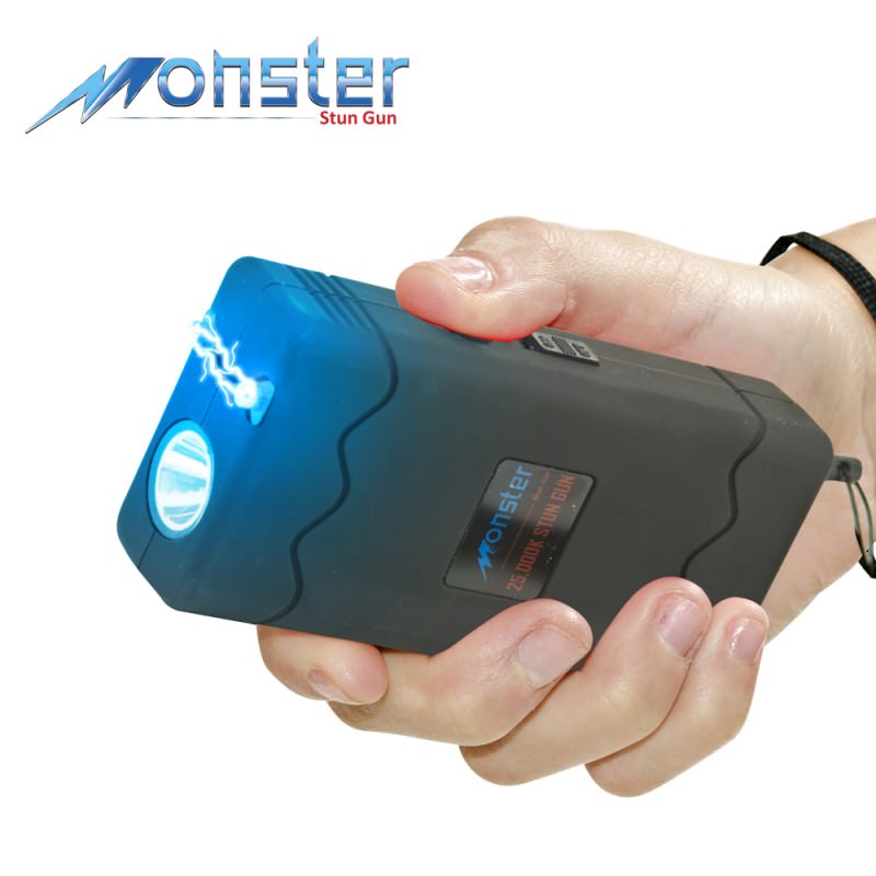 25 Million Volt Rechargeable Stun Gun With LED Light and Disable Pin Black